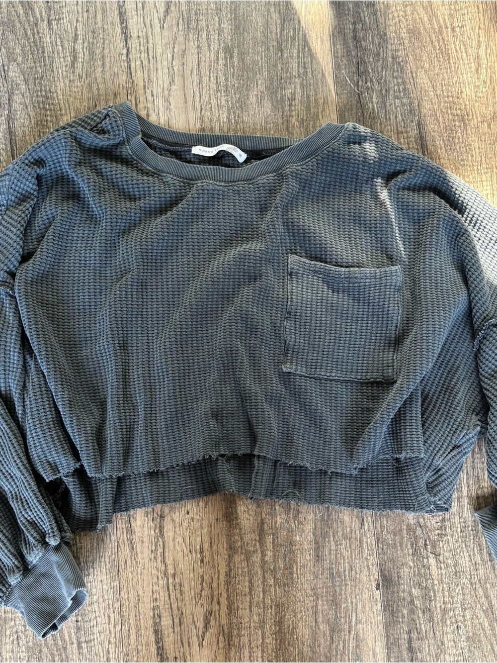 Altar'd State Charcoal Waffle Knit Pullover